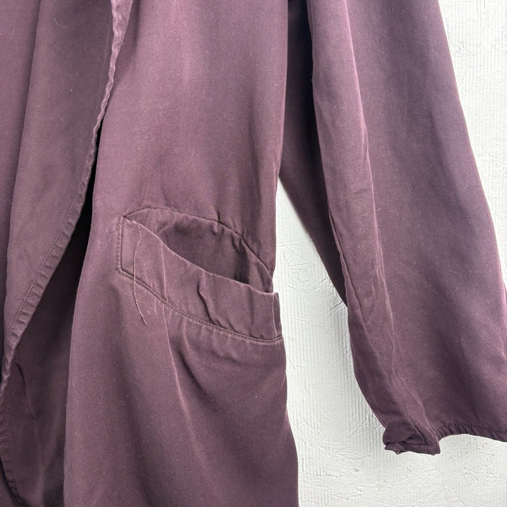 H&M Conscious Lyocell Eggplant Open Front Cardigan Jacket With Pockets Sz 12 - Picture 8 of 11